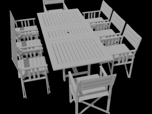 portable eight seater table chair set 3D Model