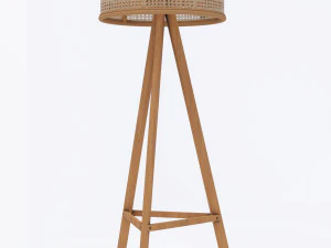 cane rattan floor lamp 3D Model