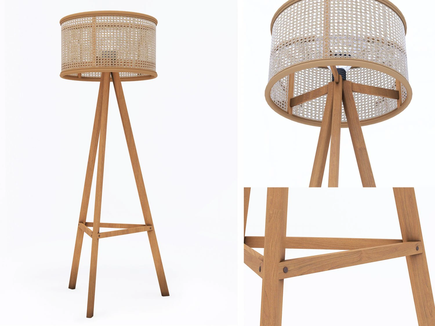 cane rattan floor lamp 3D Model .c4d .max .obj .3ds .fbx .stl .blend 