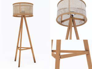 cane rattan floor lamp Modelo 3D