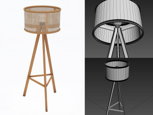 cane rattan floor lamp 3D-Modell