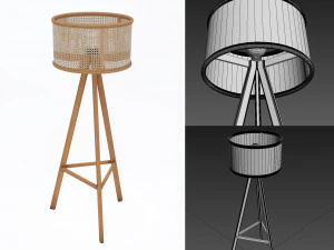 cane rattan floor lamp 3D Model