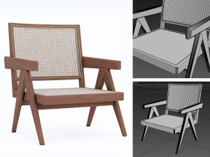 replica chair jean pierre jeanneret Model 3D