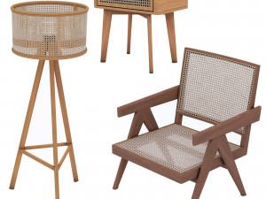chair-floorlamp-nightstand 3Dモデル