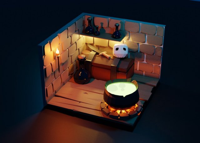 witchs lair 3D Modell .c4d .max .obj .3ds .fbx .stl .blend 