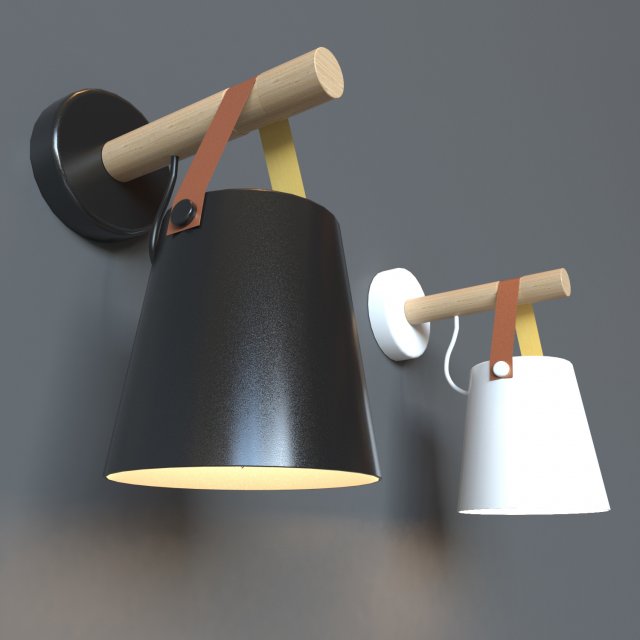wooden wall lamp 3D Model .c4d .max .obj .3ds .fbx .stl .blend 