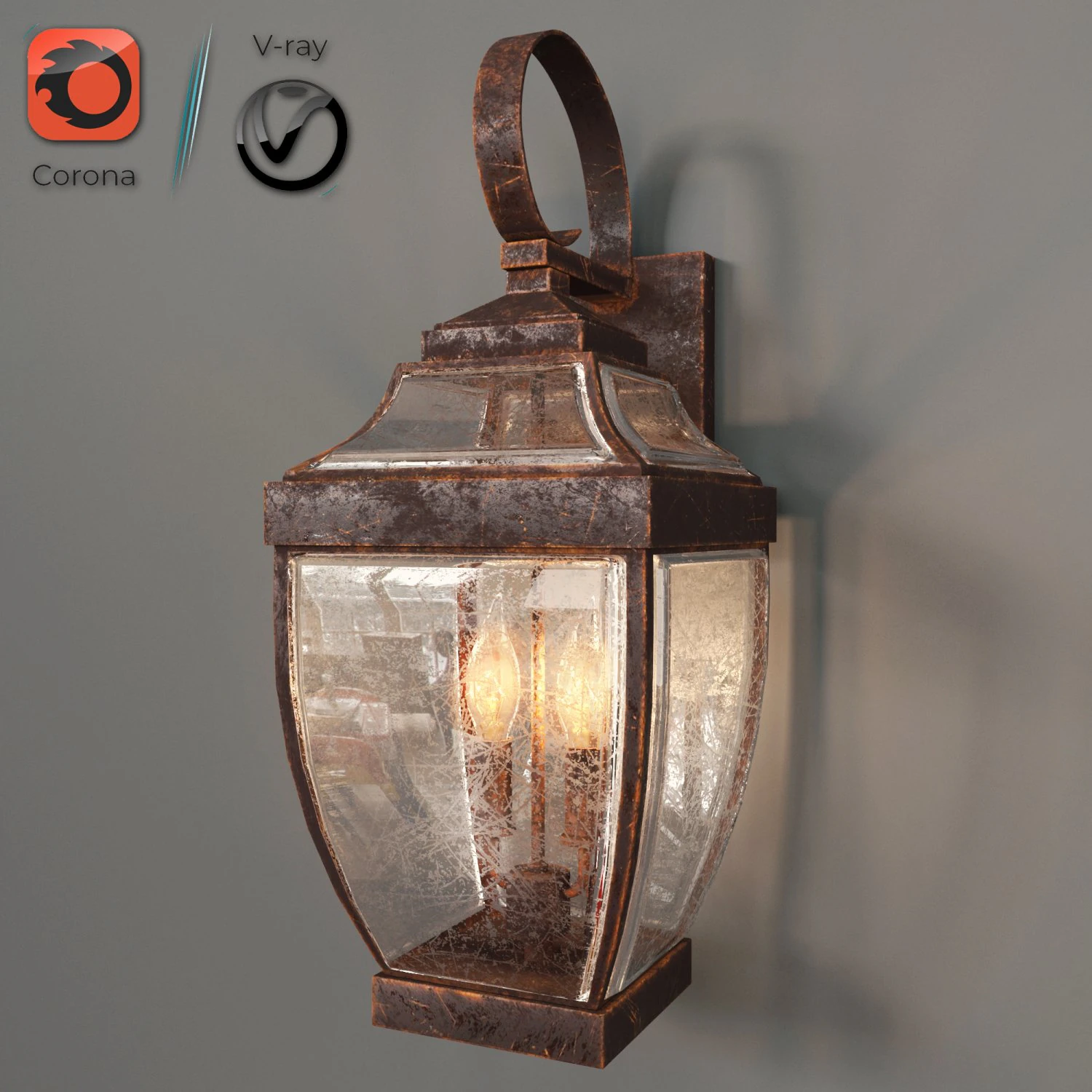 rusted bellevue wall light 3D Model .c4d .max .obj .3ds .fbx .stl .blend 