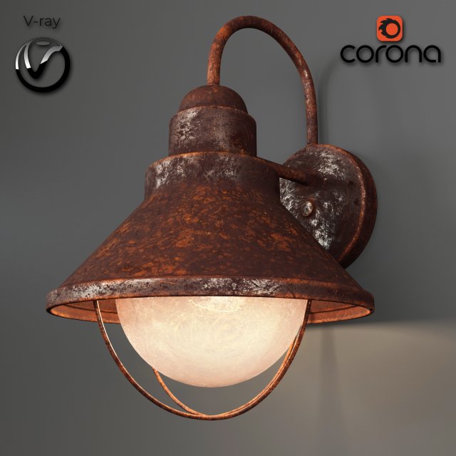 rusted wall light Modelo 3D .c4d .max .obj .3ds .fbx .stl .blend 