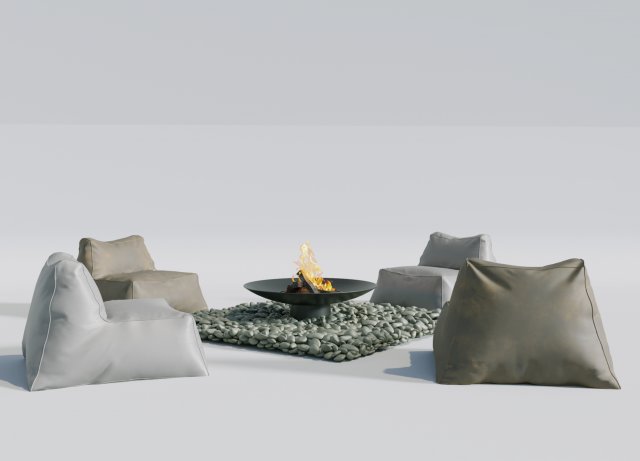 campfire ottomans 3D Модель .c4d .max .obj .3ds .fbx .stl .blend 