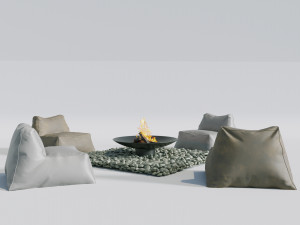 campfire ottomans 3D Model