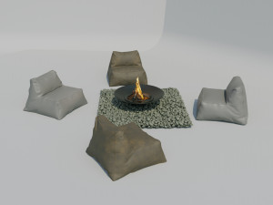 campfire ottomans 3D Модель