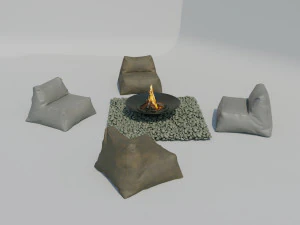 campfire ottomans 3D Model