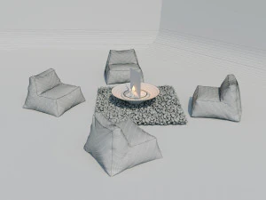 campfire ottomans 3D Model