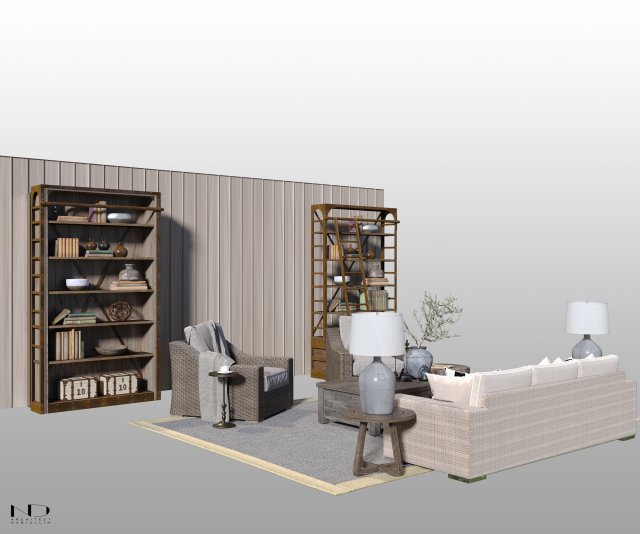 set furniture of living room 3D Model .c4d .max .obj .3ds .fbx .stl .blend 