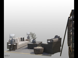 set furniture of living room 3D Model