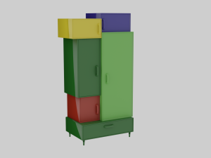 cupboard of colored squares 3D Model