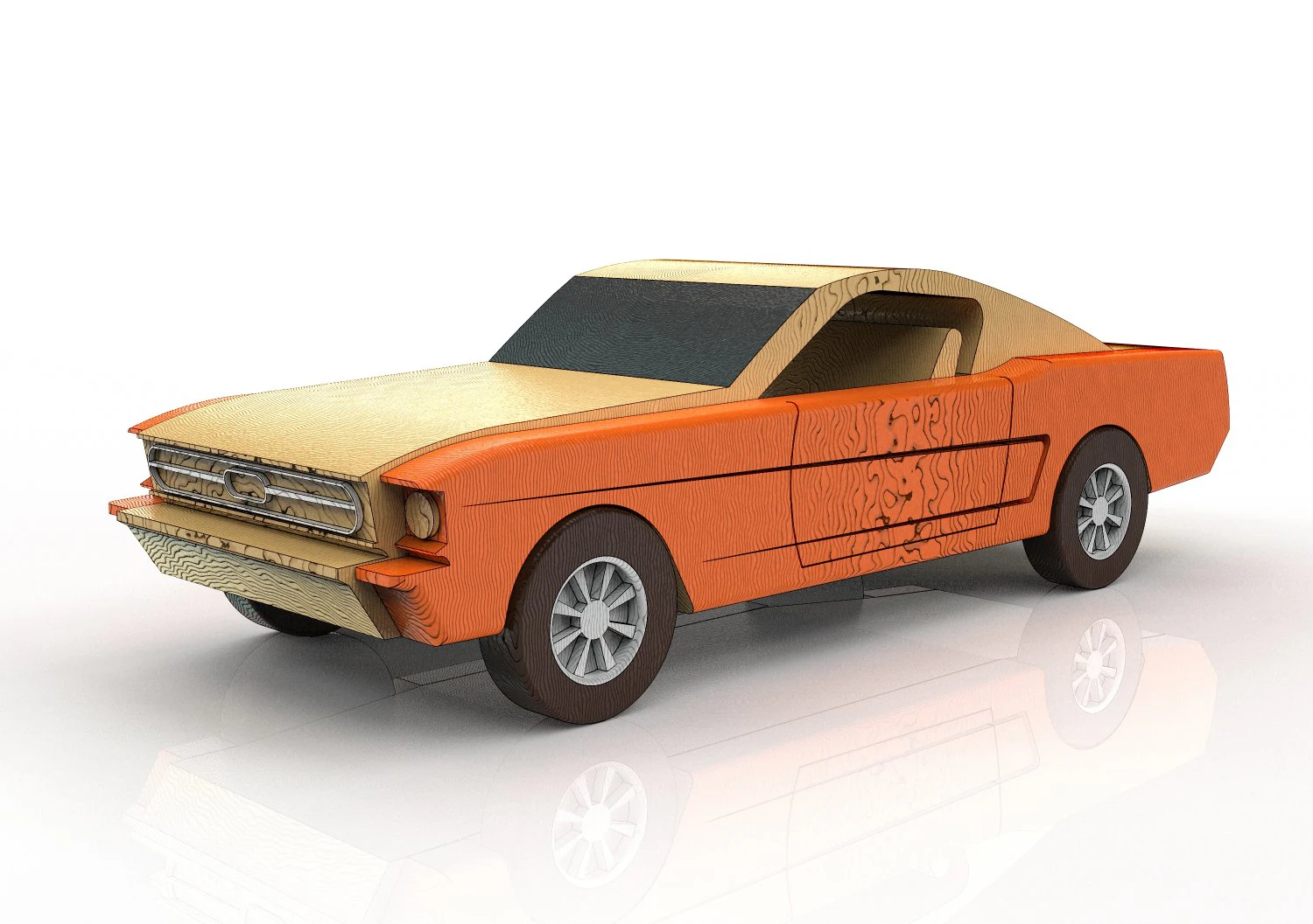 wooden mustang toy car 3D Print Model .c4d .max .obj .3ds .fbx .stl .blend 