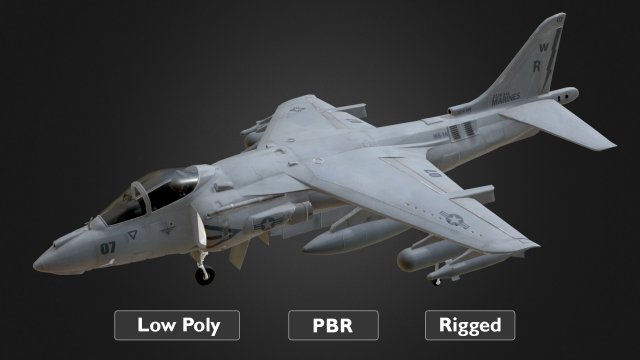 harrier jet fighter Model 3D .c4d .max .obj .3ds .fbx .stl .blend 