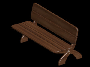 bench dark walnut Modello 3D