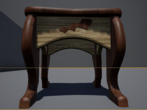 solid wood stool 3D-Modell