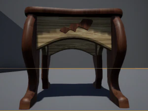 stołek z litego drewna Model 3D