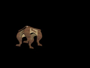 stołek z litego drewna Model 3D