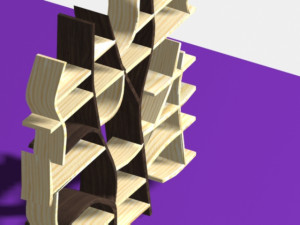 wooden bookshelf Modello 3D