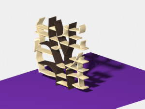 wooden bookshelf Modello 3D