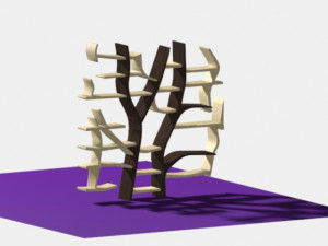 wooden bookshelf Modello 3D