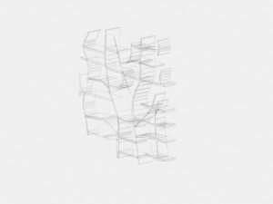 wooden bookshelf Modello 3D
