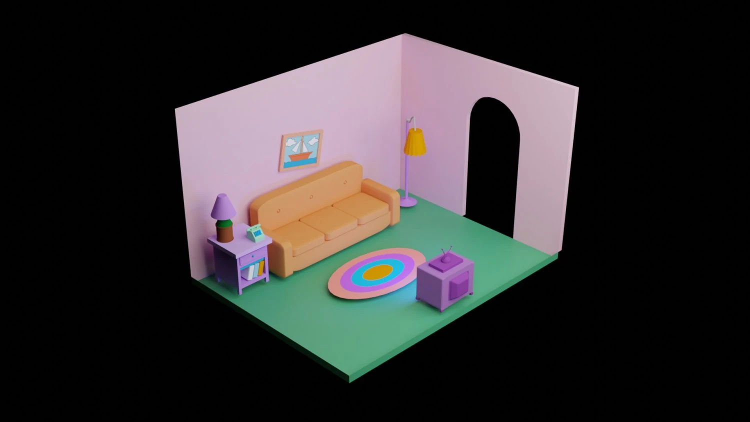 living room the simpson 3D Print Model .c4d .max .obj .3ds .fbx .stl .blend 