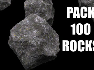 Packung mit 100 verschiedenen Steinen 3D Modell