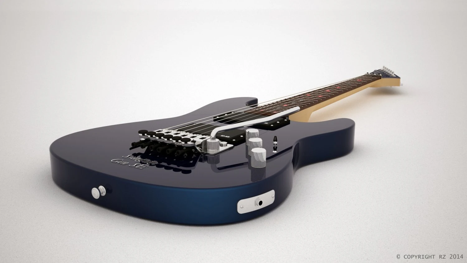 Electric guitar 3D Model .c4d .max .obj .3ds .fbx .stl .blend 