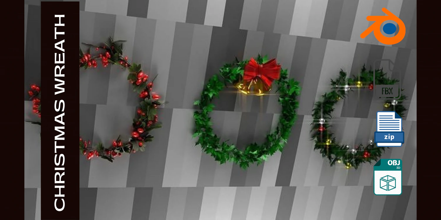 CHRISTMAS WREATH-RING 3D Model .c4d .max .obj .3ds .fbx .stl .blend