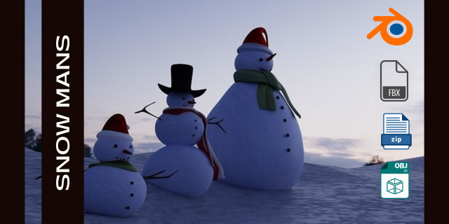 SNOWMAN 3D Model .c4d .max .obj .3ds .fbx .stl .blend 