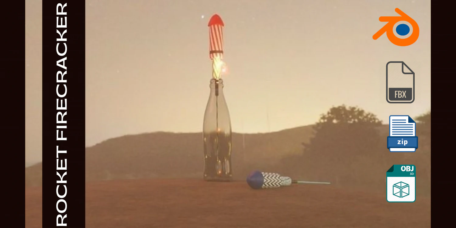 ROCKET FIRECRACKERS - INDIAN FIRECRACKER 3D Model .c4d .max .obj .3ds .fbx .stl .blend 