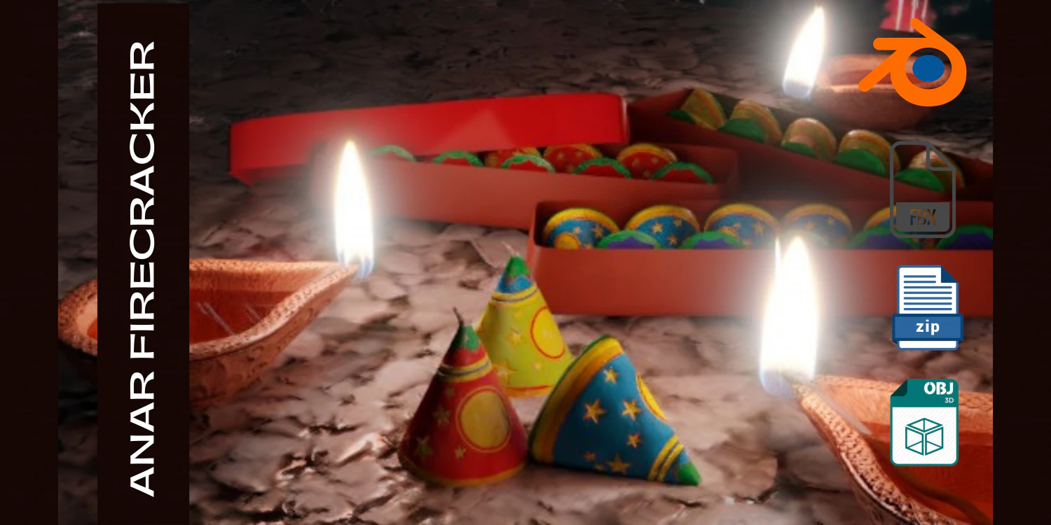 ANAR BOMB - INDIAN FIRE CRACKER 3D Model .c4d .max .obj .3ds .fbx .stl .blend
