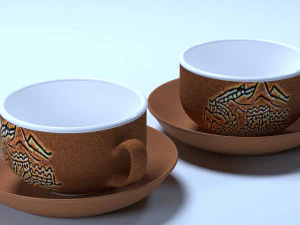 कप और तश्तरी 3D मॉडल