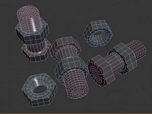 बोल्ट और नट 3D मॉडल