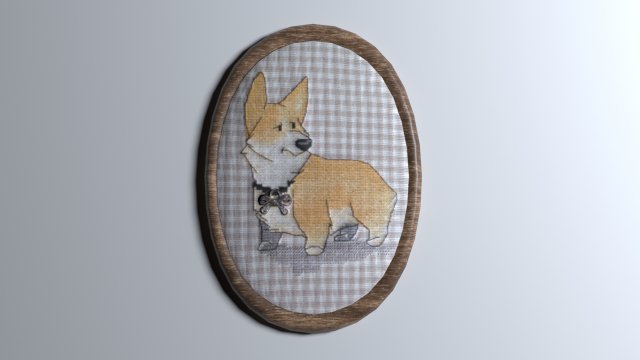 embroidered dog painting 3D Модель .c4d .max .obj .3ds .fbx .stl .blend 