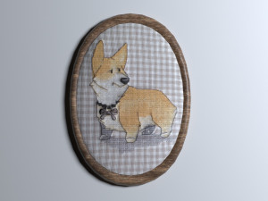 embroidered dog painting 3D Model