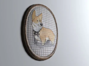 embroidered dog painting 3D Model