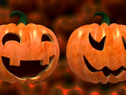 32 Halloween Pumpkin s Expressive Jack-o-Lanterns 3D Model