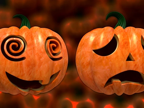 32 Halloween Pumpkin s Expressive Jack-o-Lanterns 3D Model