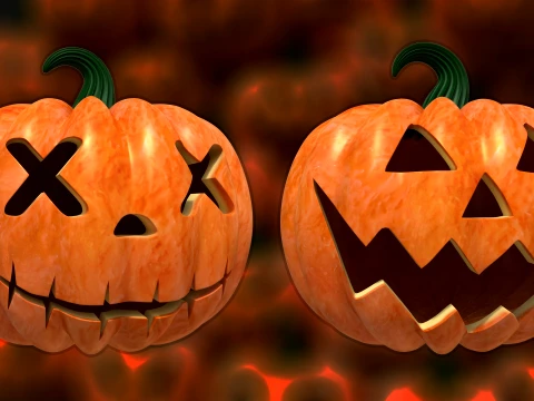 32 Halloween Pumpkin s Expressive Jack-o-Lanterns 3D Model