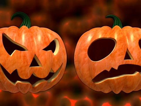 32 Halloween Pumpkin s Expressive Jack-o-Lanterns 3D Model