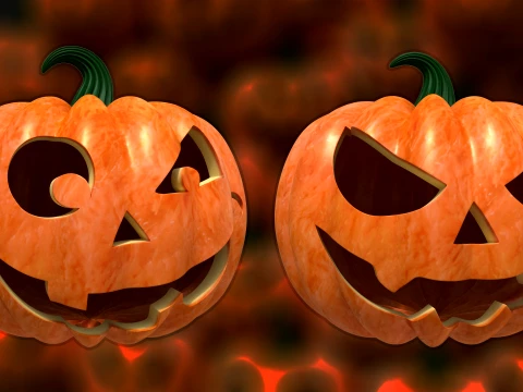 32 Halloween Pumpkin s Expressive Jack-o-Lanterns 3D Model