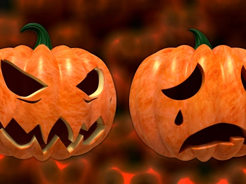 32 Halloween Pumpkin s Expressive Jack-o-Lanterns 3D Model