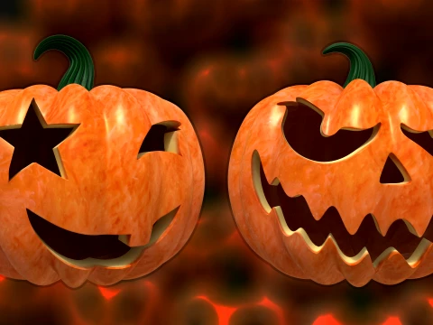 32 Halloween Pumpkin s Expressive Jack-o-Lanterns 3D Model