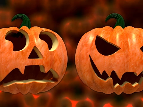 32 Halloween Pumpkin s Expressive Jack-o-Lanterns 3D Model